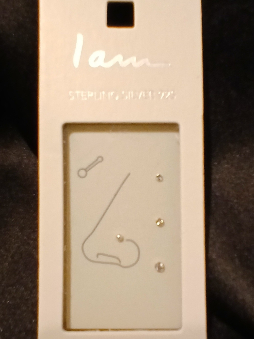 I Am 925 Sterling Silver Nose Studs Set Clear CZ Crystal Pins Body Jewelry NIB